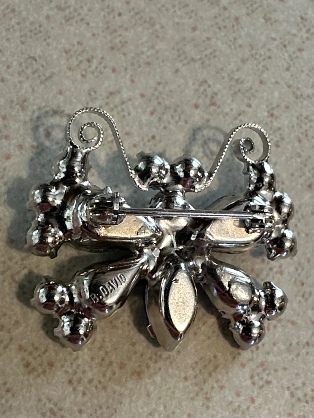Beautiful B David small Blue Crystal Butterfly Brooch (843)